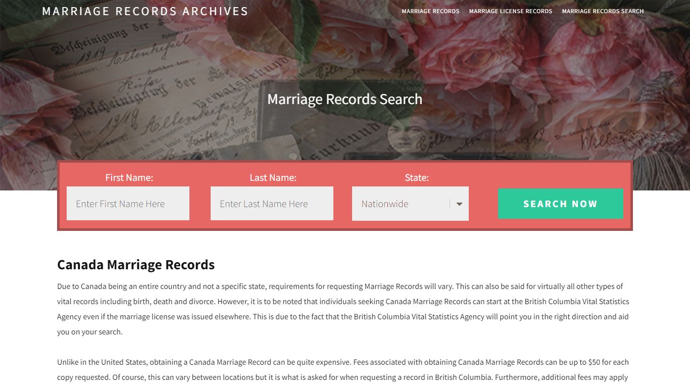 Canada Marriage Records | Enter Name and Search | 14 Days Free